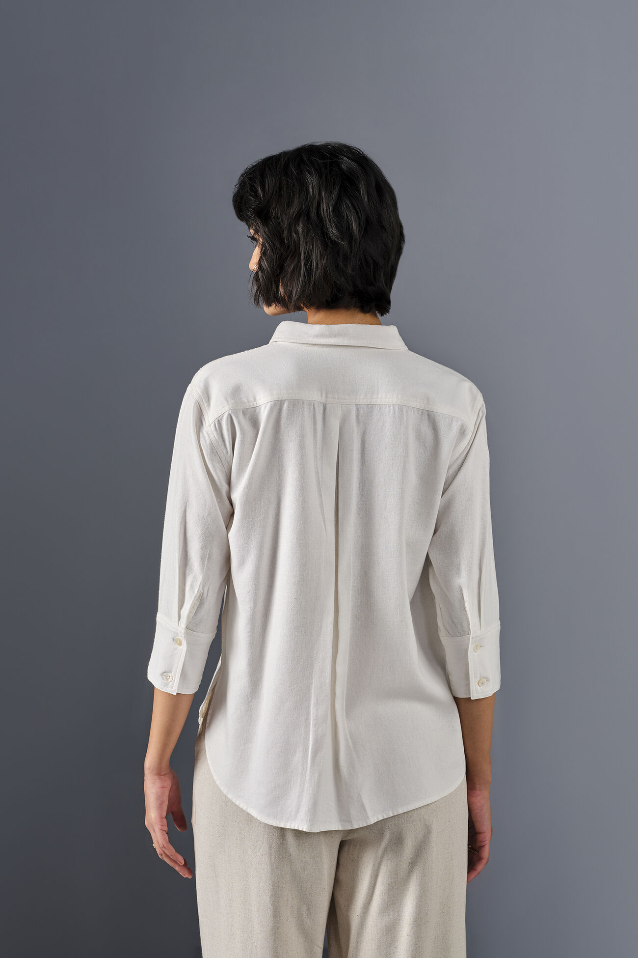 Floral Touch Viscose Linen Blend Shirt, White, image 5